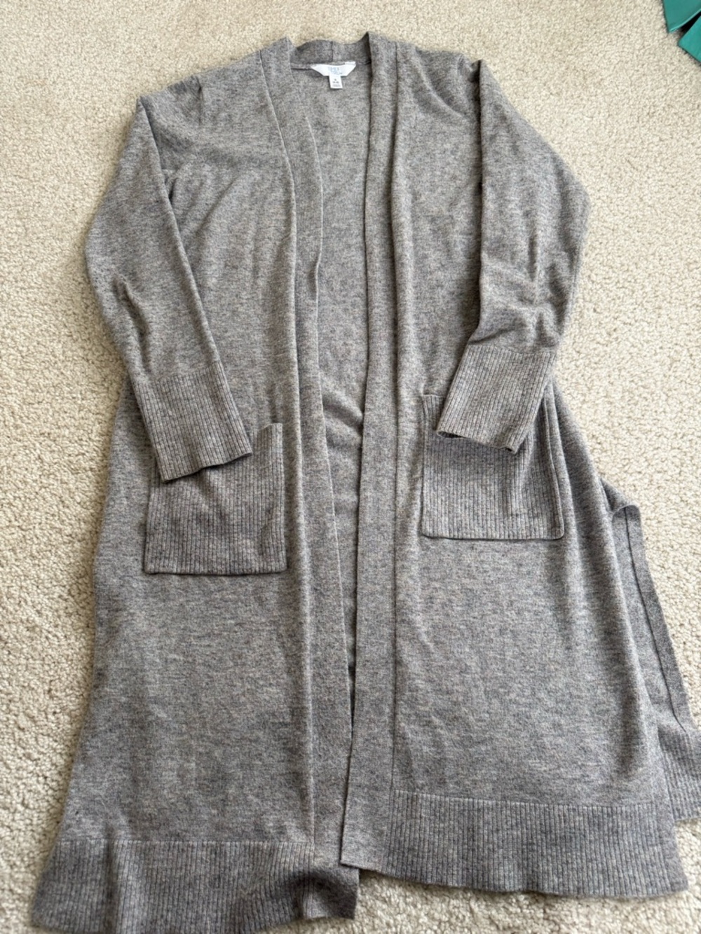 Time and Tru Heathered Taupe Knit Cardigan